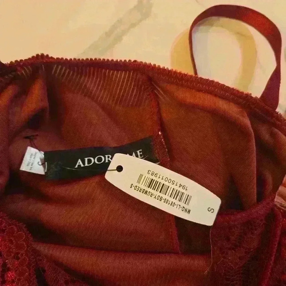 NWT Adore Me Womens Lacy Lingerie Bodysuit Deep Red Size Small - Picture 7 of 9